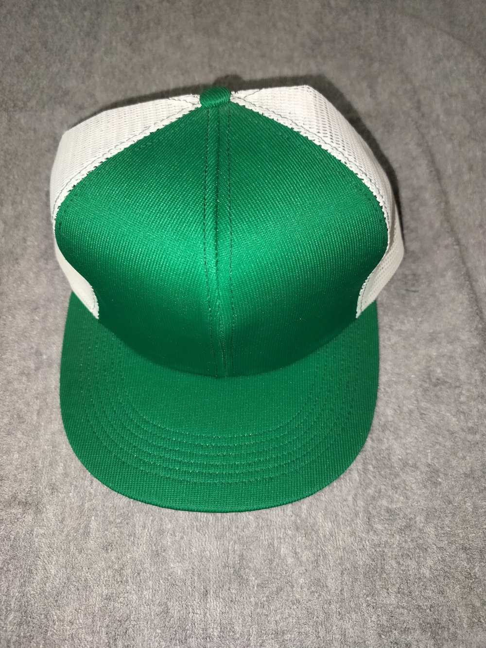 Vintage Snap A Tab Blank Trucker Hat Green With White Mesh Snapback Made In USA